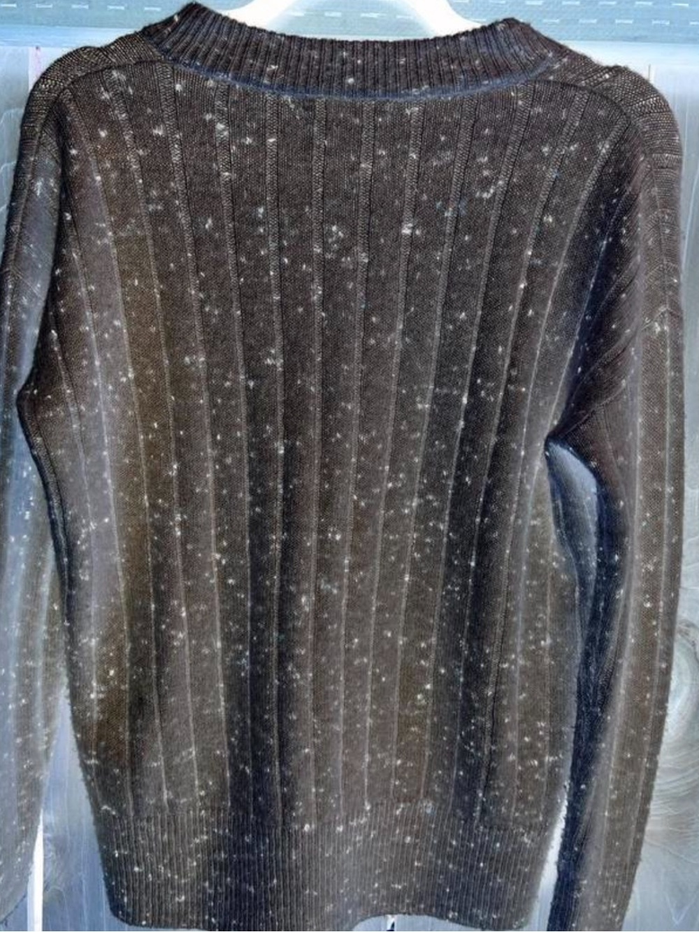 Madewell Black Speckled Ribbed Henley Crew Sweater XXS - Picture 3 of 6